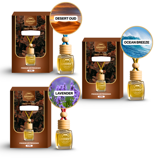 AroDrift Premium Hanging Car Perfume | Combo Pack Of 3 | Last Up to 60 Days | Made From Natural Essential Oils | 15ML X 3 Bottle | 45 ML