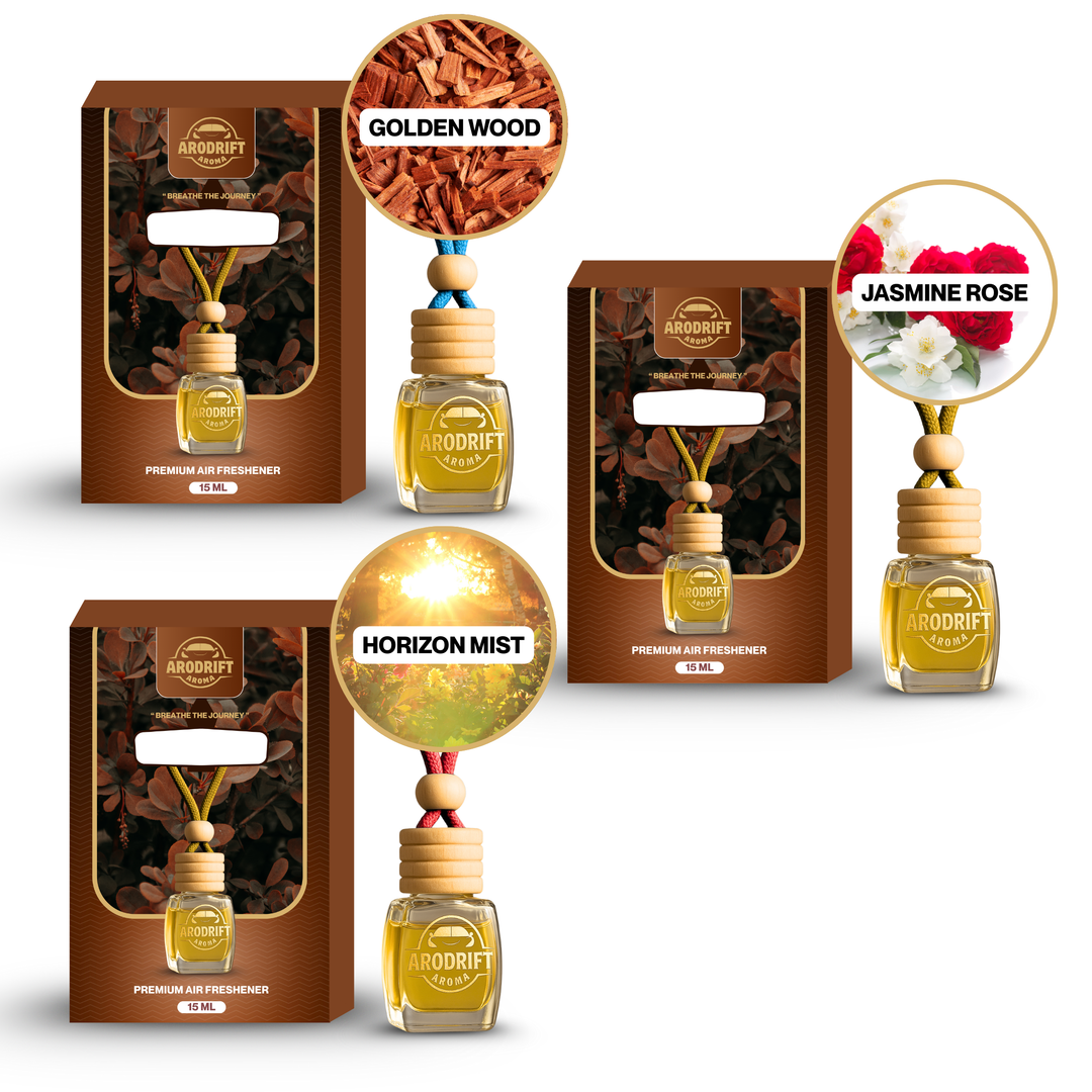 AroDrift Premium Hanging Car Perfume | Combo Pack Of 3 | Last Up to 60 Days | Made From Natural Essential Oils | 15ML X 3 Bottle | 45 ML