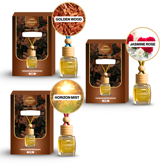 AroDrift Premium Hanging Car Perfume | Combo Pack Of 3 | Last Up to 60 Days | Made From Natural Essential Oils | 15ML X 3 Bottle | 45 ML