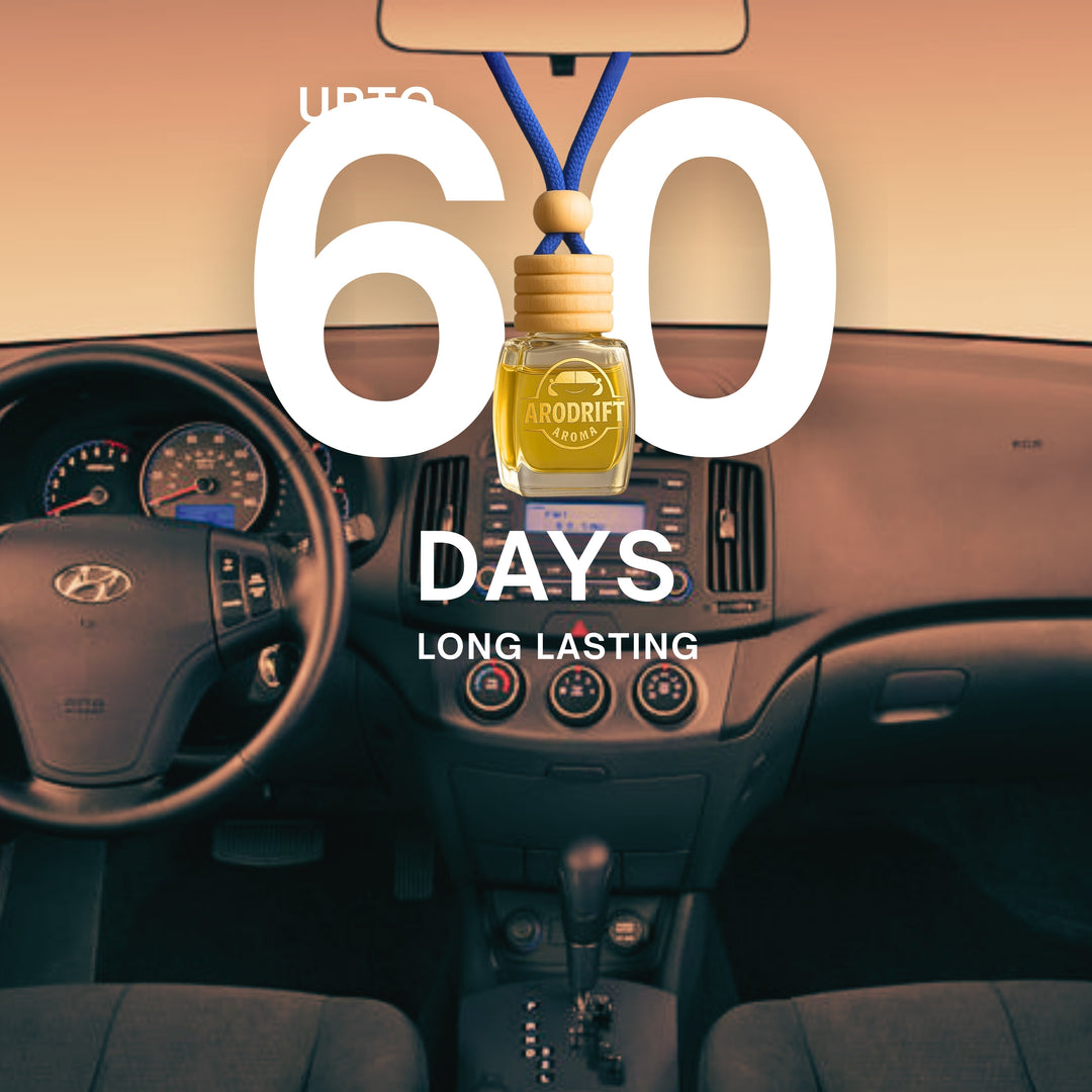 AroDrift Premium Hanging Car Perfume | Pack Of 1 | Desert Oud | Last Up to 30 Days | Car Accessories | Natural Essential Fragrance Oils in Glass Bottle with Wooden Diffuser Lid | 15ML
