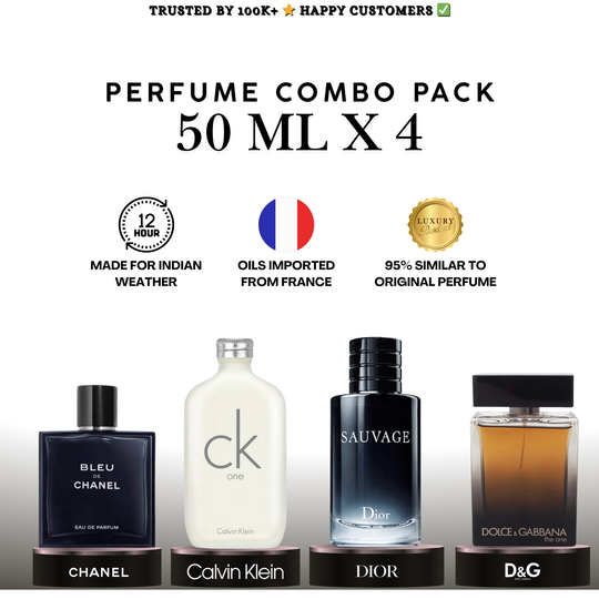 Blue De Chanel | CK One | D&G Men | Dior Sauvage Combo Giftset [Pack of 4] | [4.9 ⭐️⭐️⭐️⭐️⭐️ Ratings]