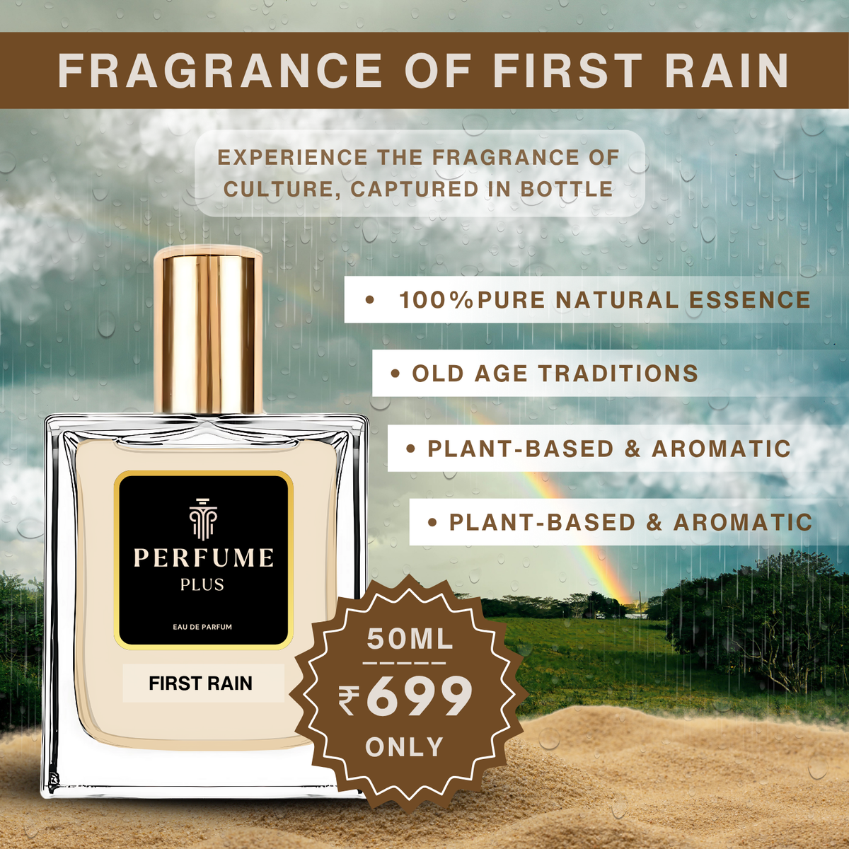 NATURAL FIRST RAIN PERFUME | MADE WITH TRADITIONAL METHODS | 50ML