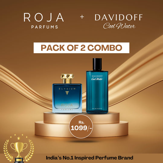 DavidOff Cool Water | Roja Elysium Perfume Combo [Pack of 2] [4.9 ⭐️⭐️⭐️⭐️⭐️ Ratings]