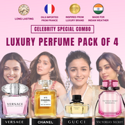 Varsace Bright Crystal + Chanel No.5 + Gucci Flora + Victoria Secret Bombshell Combo Giftset [Pack of 4] | [4.9 ⭐️⭐️⭐️⭐️⭐️ Ratings]