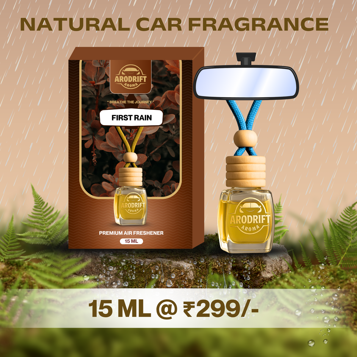 AroDrift Car Fragrance | First Rain Perfume | Last Up to 30 Days | Made With Traditional Methods | 100% Original
