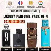 Afnan 9PM | Armaf Club De Nuit Intense | Lattafa Asad Bourbon | French Avenue Vulcan Fue [Pack of 4] Exclusive Dubai Inspired Perfume Combo